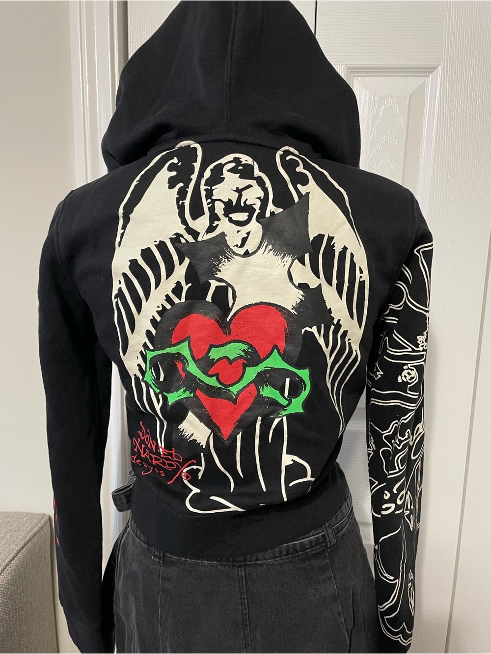 Ed Hardy Black Graphic Zip-Up Hoodie - Picture 5 of 6